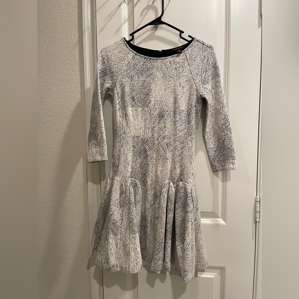 Banana Republic White Black Marled
Knit Drop Waist Ruffle Shift Dress